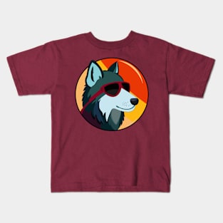 Wolf face with sunglass Kids T-Shirt